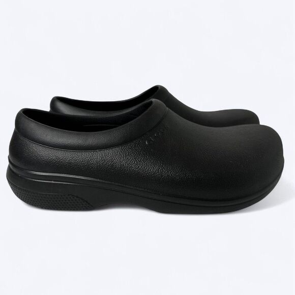 Crocs On The Clock Work Slip On Shoes Unisex M 9 W 11 Black Nonskid Non-Marking - Picture 1 of 11